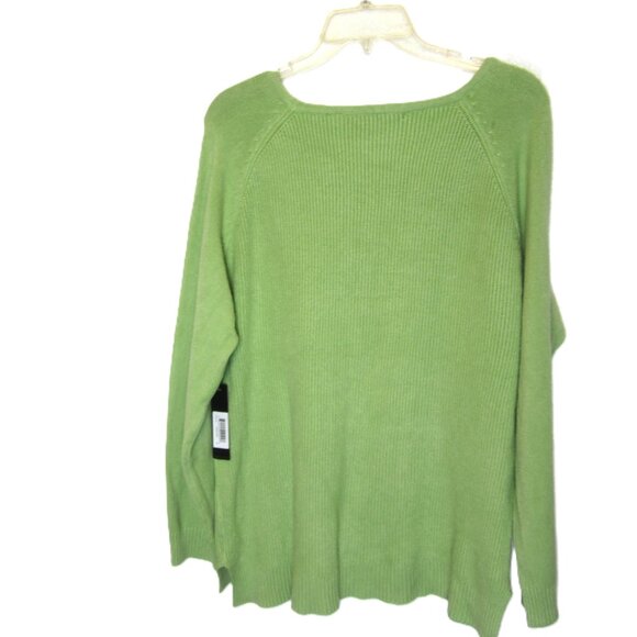 Cyrus NEW Size XL Cable Knit Green Super Soft Sweater Rayon Blend Scoop Neck - Picture 8 of 8